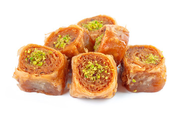 Turkish Ramadan Dessert Baklava isolated on white