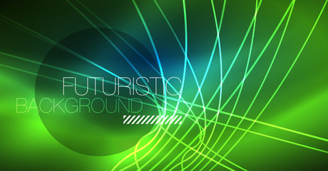 Neon glowing magic background, neon banner, night sky wallpaper. Magic light effect. Christmas abstract pattern.