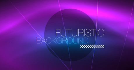 Neon glowing magic background, neon banner, night sky wallpaper. Magic light effect. Christmas abstract pattern.