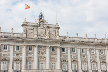 Fototapeta na wymiar Image of the Royal Palace of Madrid, which is the official Spanish Royal Family residence. It is located in the city of Madrid. The architecture is jaw dropping.