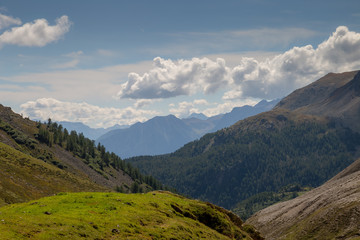 The mountains and the lake near Livigno.