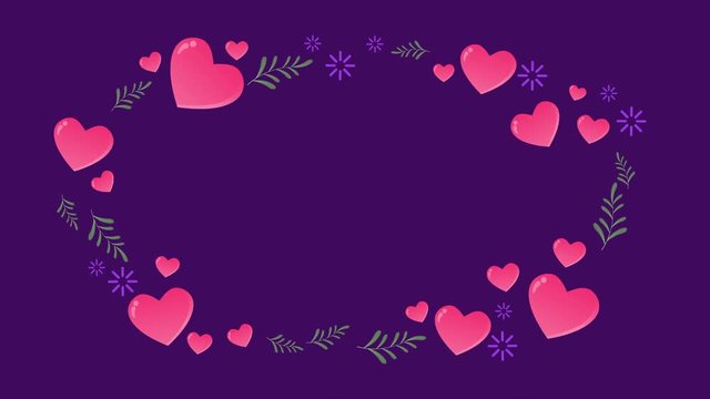 Animation of heart and leaf. Valentine day