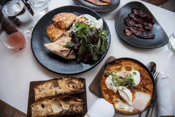 Image of very delicious and tasty mediterranean cuisine seen being sold at a restaurant. The food seems to be very delicious and looks very fresh.