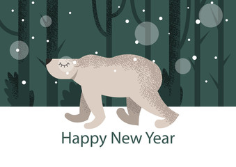 Cute funny background with polar bear in the front