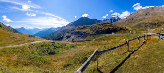 The mountains and the lake near Livigno.