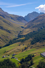 The mountains and the lake near Livigno.