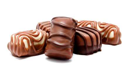 Assortment of chocolate candies sweets isolated