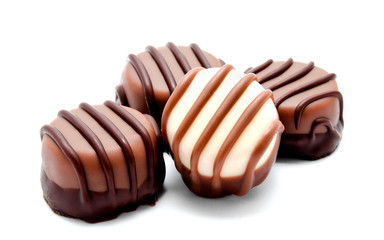 Assortment of chocolate candies sweets isolated