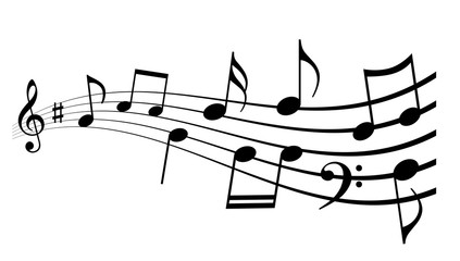 Waving notes and melody icon