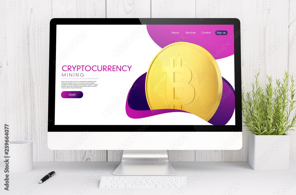 Aufkleber white workspace with computer cryptocurrency website