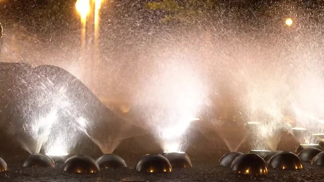 Marianske Lazne, Czech Republic. Night view of singing fountain.