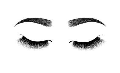 eyebrow perfectly shaped. permanent make-up and tattooing. Cosmetic for eyebrows. Eyelash extension. A beautiful make-up. Thick fuzzy cilia. Mascara for volume and length.