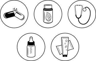 Five icons for the pharmacy design