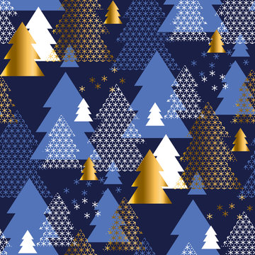 Abstract geometric Christmas tree seamless pattern