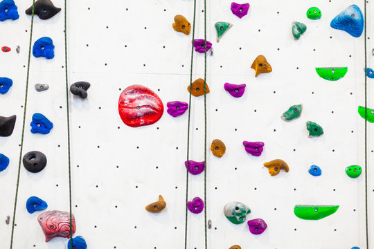 Indoor climbing wall closeup
