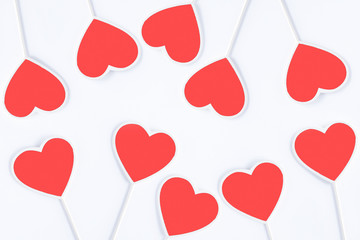 Valentines hearts homemade. 14 February concept isolated on white background. Copy Space for text.