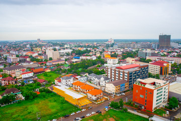 A bird's-eye view from a hotel in Vientiane, Laos