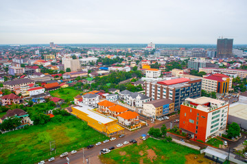 A bird's-eye view from a hotel in Vientiane, Laos