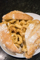 The famous squid sandwich from Madrid, Spain