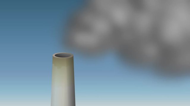 Chemin&eacute;e d'usine et fum&eacute;e de pollution (dessin anim&eacute;)