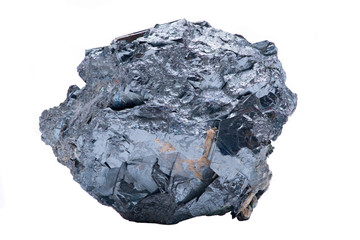 Fototapeta premium Unique bright and shiny metallic gray Hematite Formation From Utah, isolated on white background 