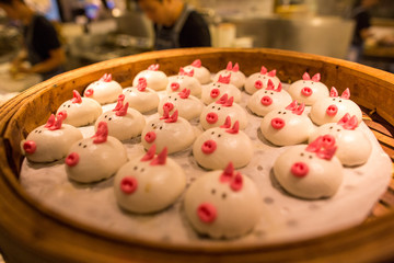 yum cha in a bamboo basket