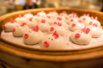 yum cha in a bamboo basket