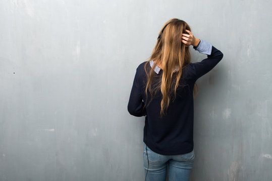 Telemarketer Woman On Back Position Looking Back While Scratching Head