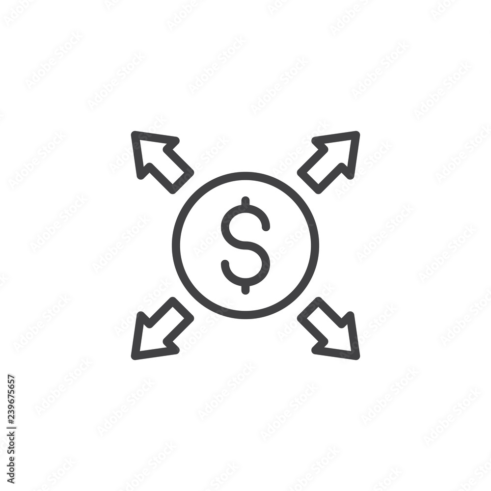 Wall mural money exchange outline icon. linear style sign for mobile concept and web design. dollar transfer ar