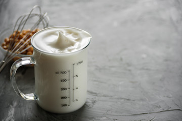 Chickpea water aquafaba whipped. Egg replacement. Vegan