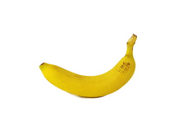 Single banana isolated on white background, healthy lifestyle 