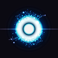 Molecules digital technology eye ball shape futuristic blending neon abstract background vector illustration