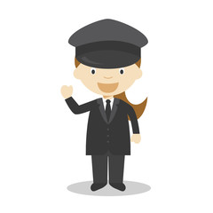 Cute cartoon vector illustration of a chauffeur. Women Professions Series