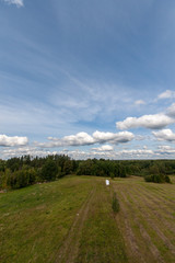 Fototapeta na wymiar high contrast clouds on blue sky over natural landscape