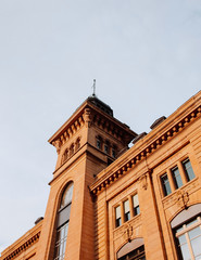 Old yellow post office buildings in Neuchatel, Switzerland