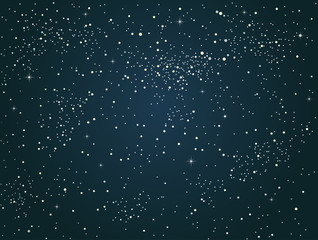 Realistic Starry Sky. Shining Stars Dark Sky.