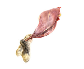 Fresh rabbit legs on a white background