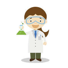 Cute cartoon vector illustration of a scientist. Women Professions Series