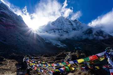 AnnapurnaⅠand Annapurna south location from ABC in Nepal