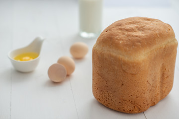 square bread on white background