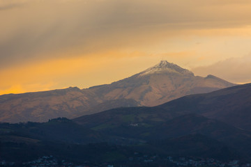 Obraz premium La Rhune mountain at the basque Pyrenees, Basque Country.