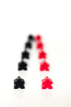Equipes rouges et noirs sur fond blanc
