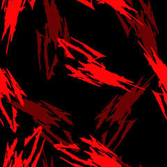 Abstract neon black background with different lines in bright red color