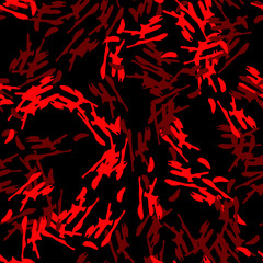 Abstract neon black background with different lines in bright red color