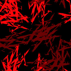 Abstract neon black background with different lines in bright red color