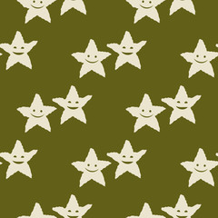 Obraz na płótnie Canvas Geometric seamless pattern. Smiling starfish