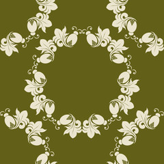 seamless floral pattern with beetle on the leaves