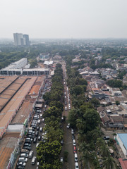 Fototapeta na wymiar Aerial view of road and building at BSD, South Tangerang, Indonesia.