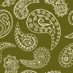 paisley seamless pattern, hand drawn indian cucumber, sketch