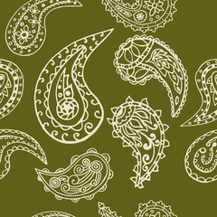 paisley seamless pattern, hand drawn indian cucumber, sketch